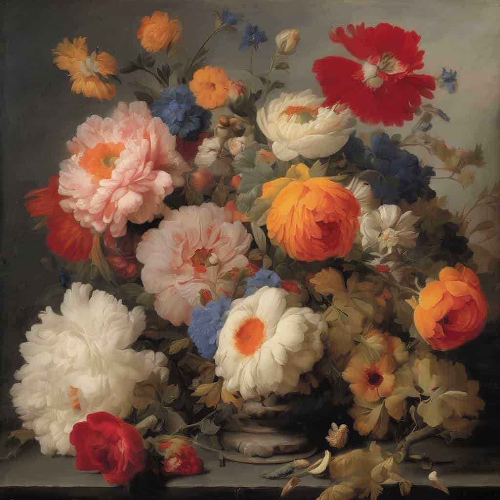 Λουλούδια σε ζωγραφική κατάσταση, εντυπωσιακή σύνθεση φωτός και χρωμάτων, εμπνευσμένη από τον ιμπρεσιονισμό.